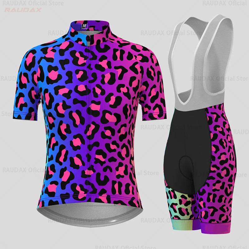 2026 Women Clothing Sets Leopard Print Cycling Jersey Summer Cycling Shorts Woman Clothes Mountain Bike Bicycle Set Sportwear