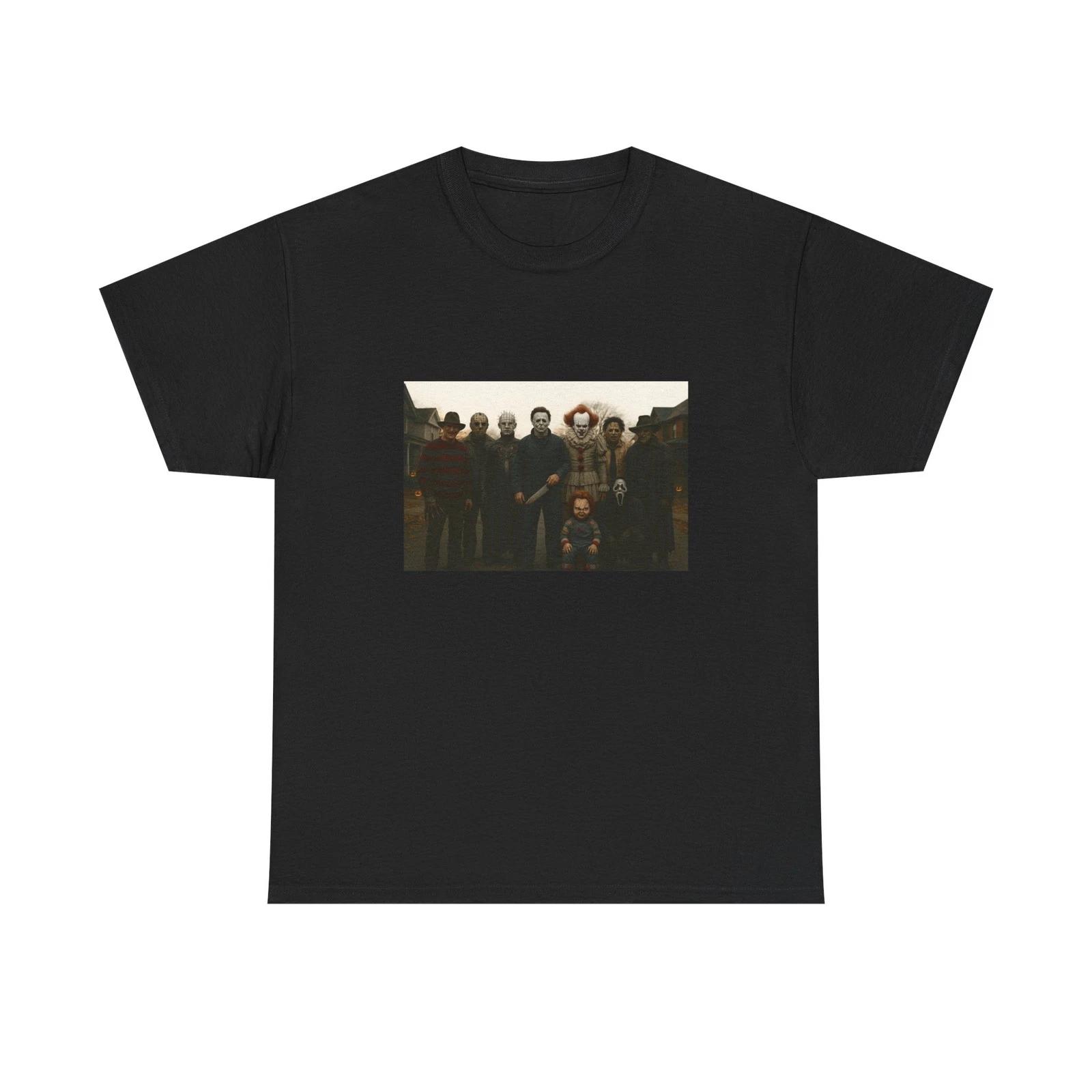 

Halloween Horror Movie Characters Tee, Unisex Spooky Jason Freddy T-Shirt, XL