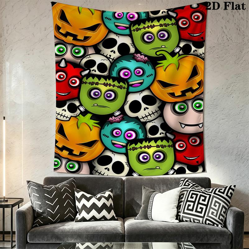 Colorful Halloween Cartoon Monsters Pattern Home Decor Tapestry, Wall Hanging, Decorative RV Wall Cloth.ZGT0914348
