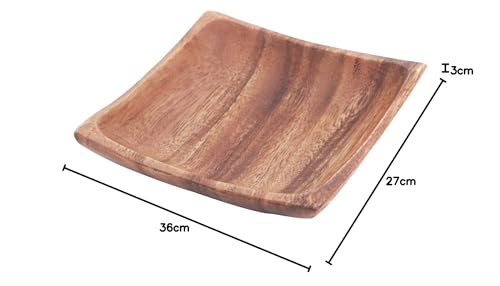 Fuji Boeki Acacia Dishware, 11cm Wide Square Trays/Plates, Set of 6, Product Number 23882