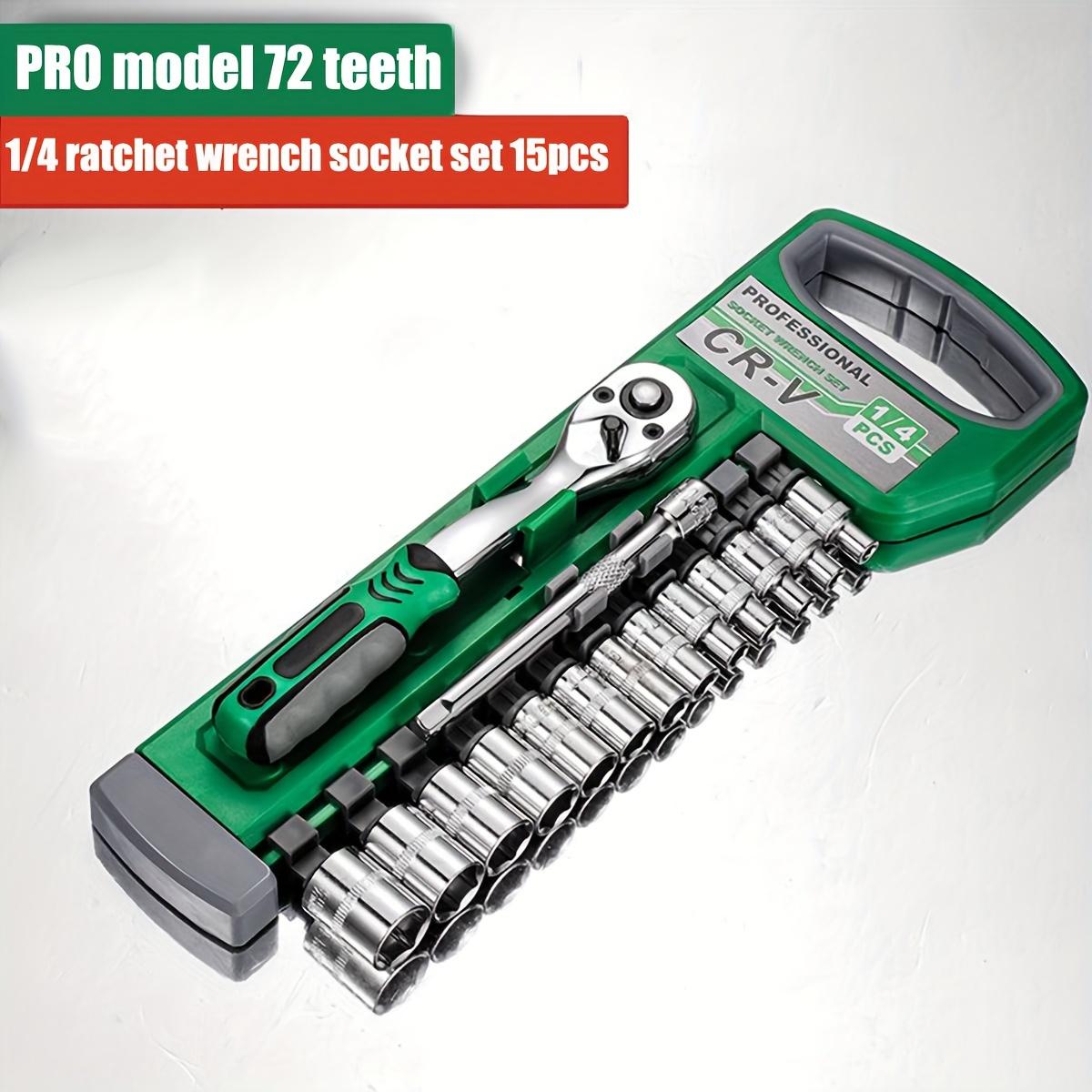 Набор торцевых головок 1/4 -3/8 -1/2 , метрические и дюймовые головки CR-V с быстросъемным храповым ключом, профессиональная модель 72 зубца, головки
