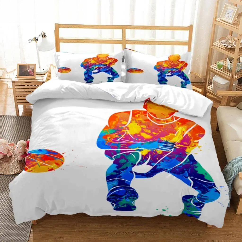3D Gedrucktes Basketball Bettwäsche Set Basketball Bettbezug Doppel Einzel Voll Queen King Erwachsene Kinder Bettwäsche Bettdeckenbezug