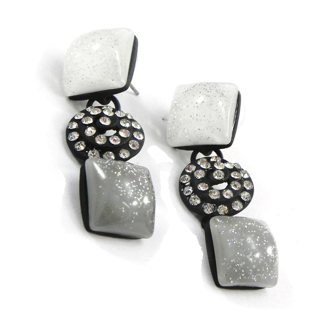 NOA [I2124] - Designer Earrings 'Sissi' Gray White