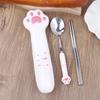 Cartoon Cat Claw Stainless Steel Spoon And Fork Set Spoon Chopstick Cutlery Student Outdoor Camping Portable Kitchen Accessories