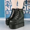 Herbst und Winter Neu 14 CM Superhochhackige Wasserdichte Plateau Damen Einzelne Schuhe Dickbesohlte Schnürstiefel