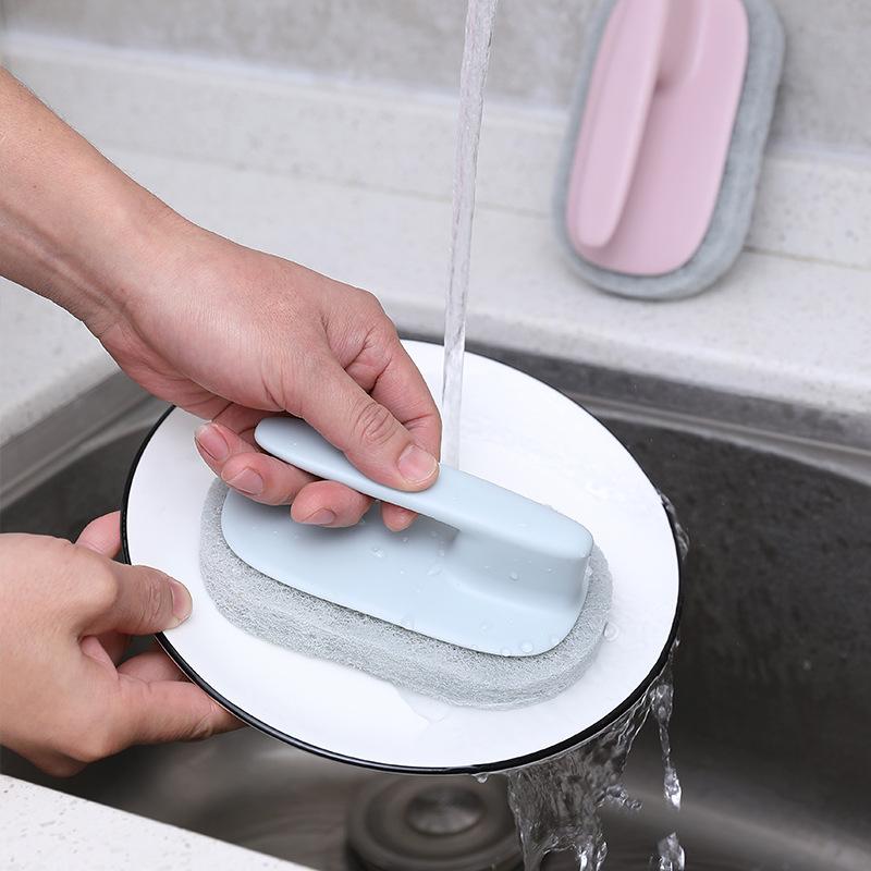 Kitchen Countertop Brush Cleaning Brush Handle Sponge Pot and Dish Brush Household Hand-held Wall Cleaning Brush