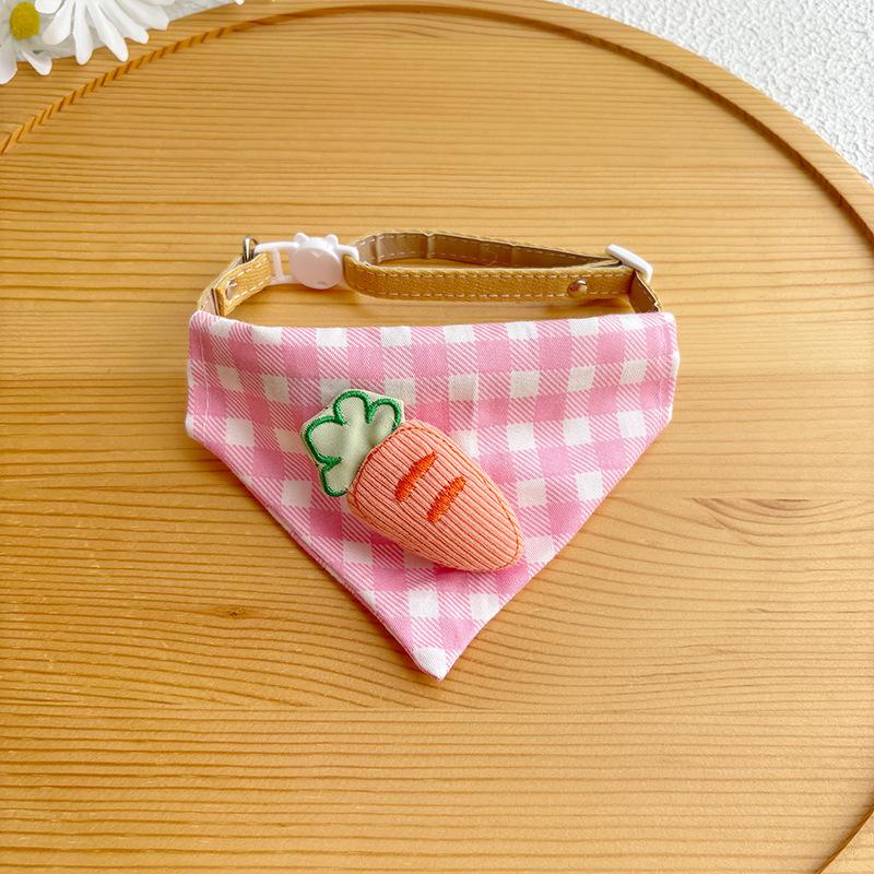 Dog Saliva Towel Collar Pet Triangle Towel Cat Cartoon Bib Circumference Collar Plaid Cute Dress Up