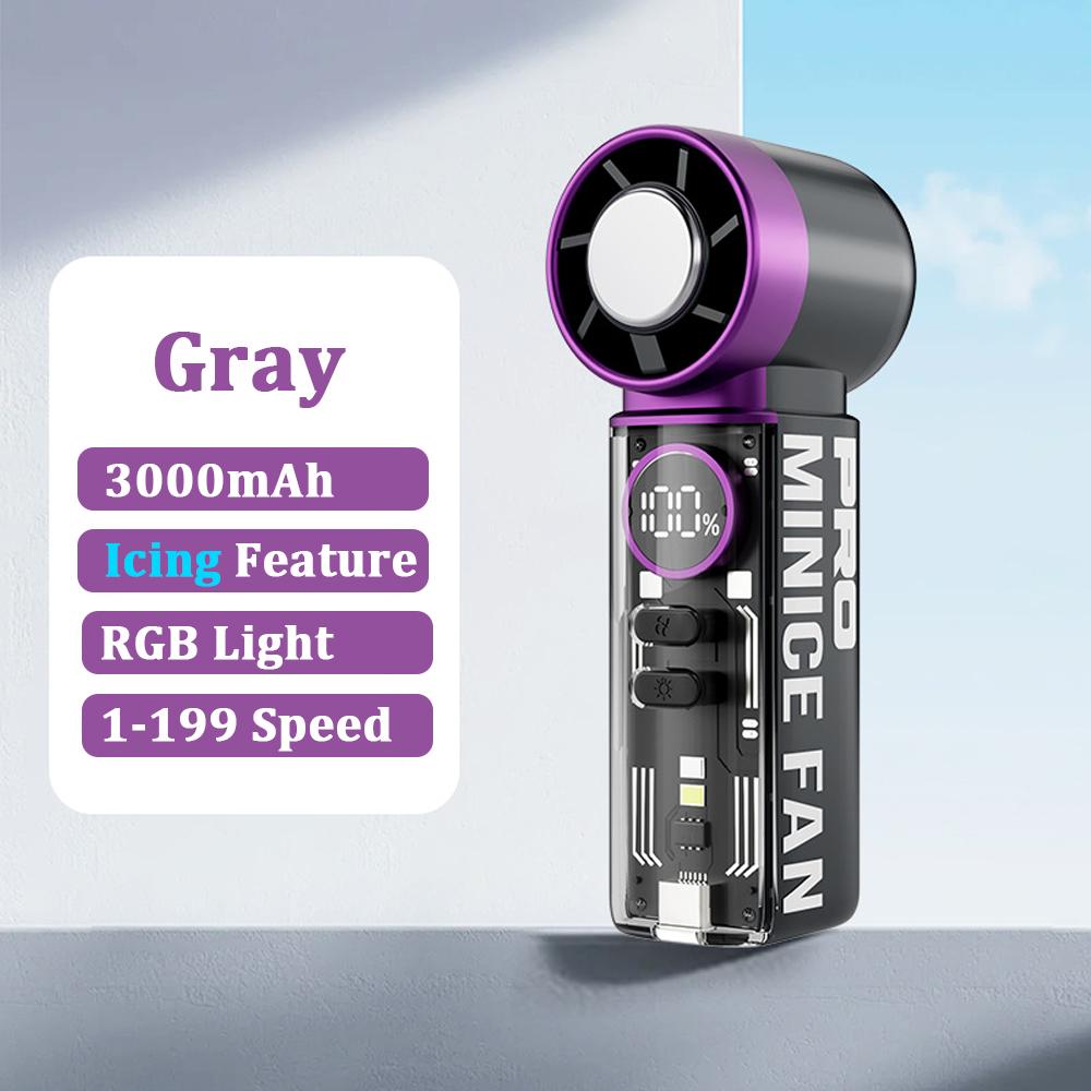 Handheld Mini Turbo Fan with Ice Cooler, Speed (1-199) Rechargeable Personal Fan[20000 RPM] Small Pocket Fans for Travel/Outdoor
