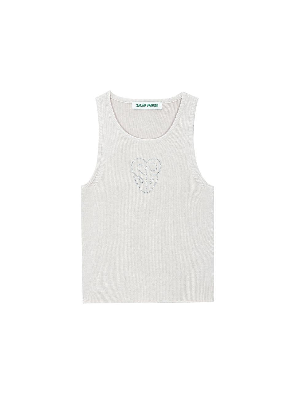 Salad Basket Hotfix Sleeveless Knit Top - Beige