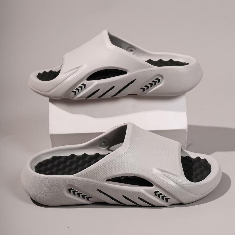 

2025 Plus Size Men s Stylish Color Block Open Toe Breathable Chunky Slippers Fashion Comfy Non Slip Durable Anti Odor EVA Slides 42-43 серый