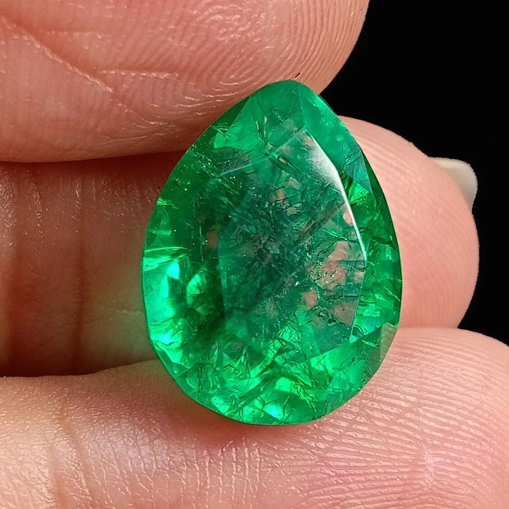 Pear Cut Natural Green Colombian Emerald 9.95 Ct Beautiful Certified Gemstone