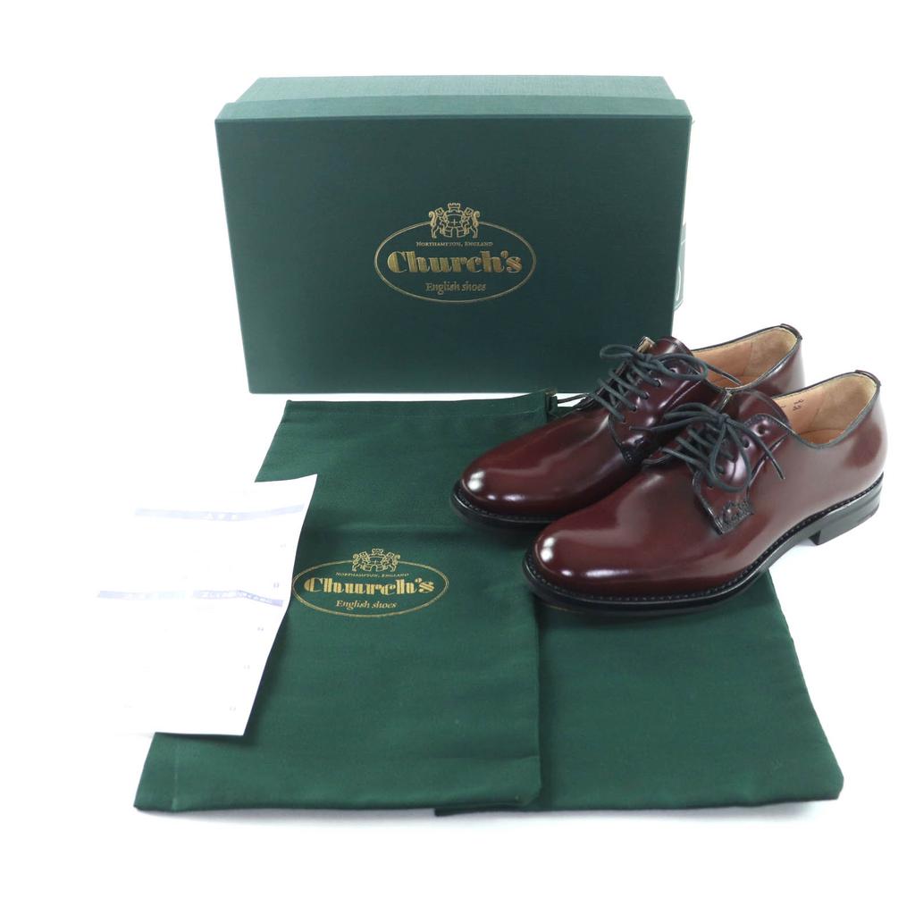 Excellent CHURCH'S Leather Shoes Shannon Burgundy Polished Binder Calf Women 35 Used