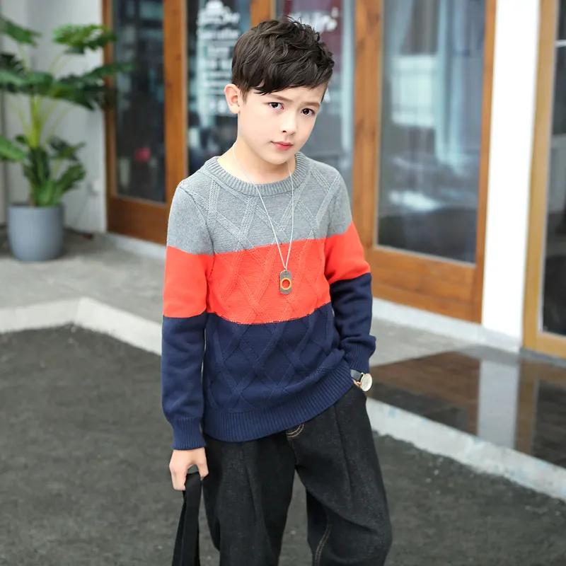 Jungenpullover Herbst Kinderstrickwaren Große Kinder Jungen Pullover