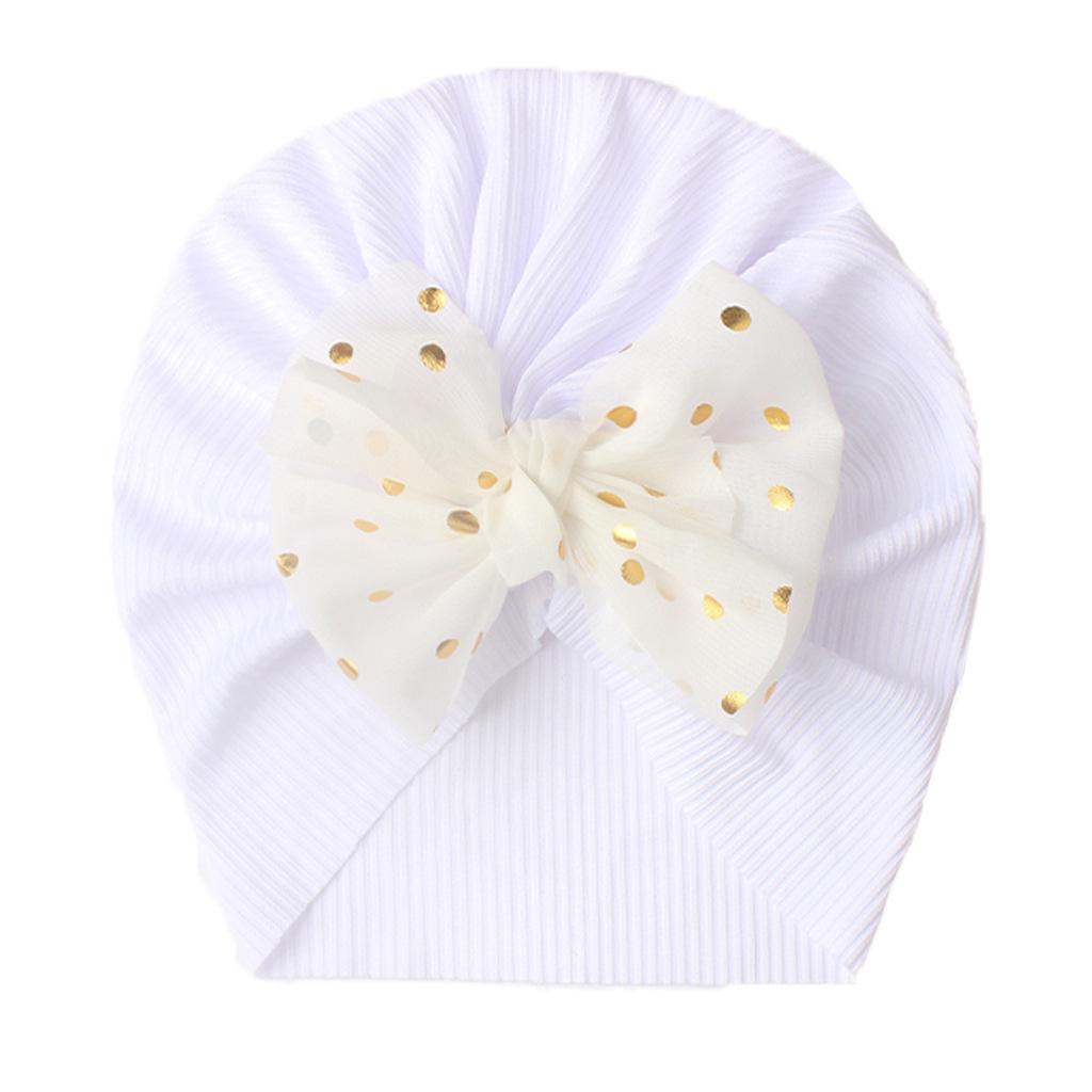 European & American Baby Ribbed Bow Hat - Polyester Pullover Cap