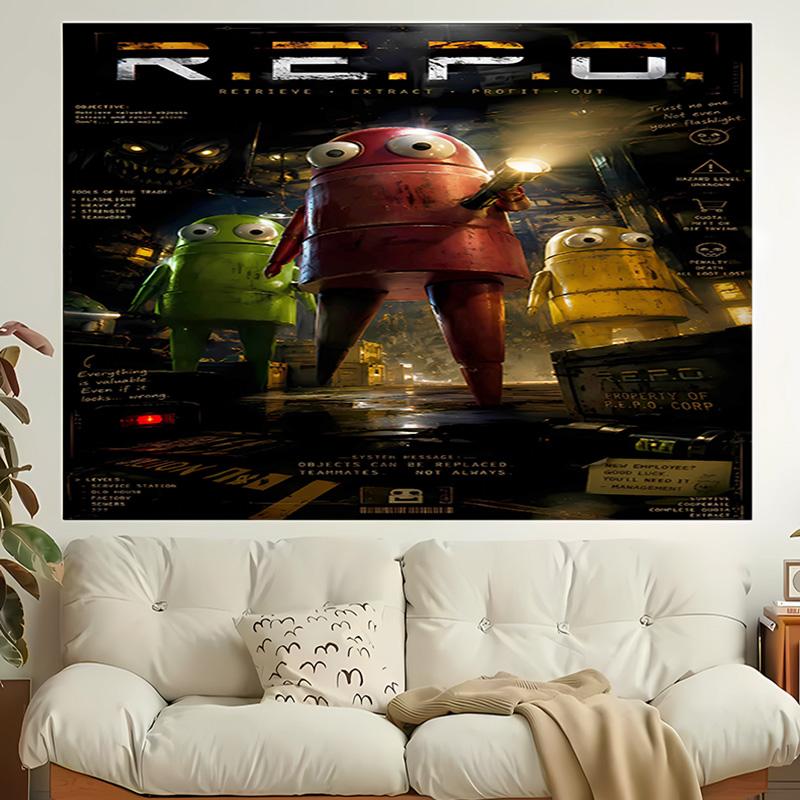 1pc Game R.E.P.O Tapestry, Living Room, Bedroom, Office, Party Decor, Ideal Festive Gift