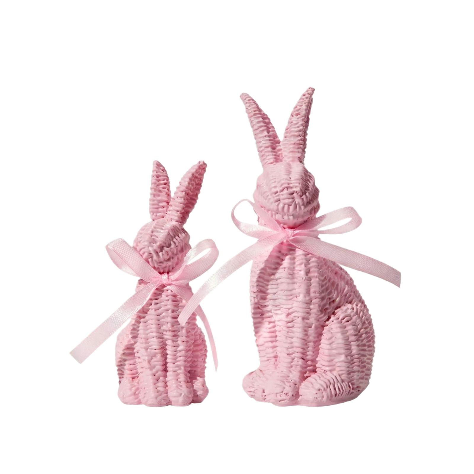 

Easter Bunny Decorative Figurine Set Of Two Holiday Tabletop Spring Home Decor One Size розовый
