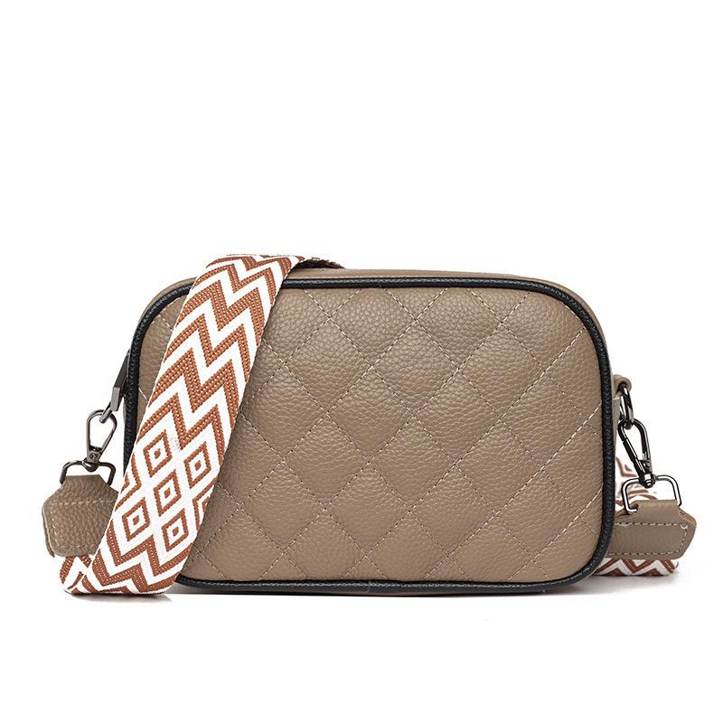 Leather Women'S Bag Trendy Fashion Shoulder Messenger Bag Diamond Square Bag