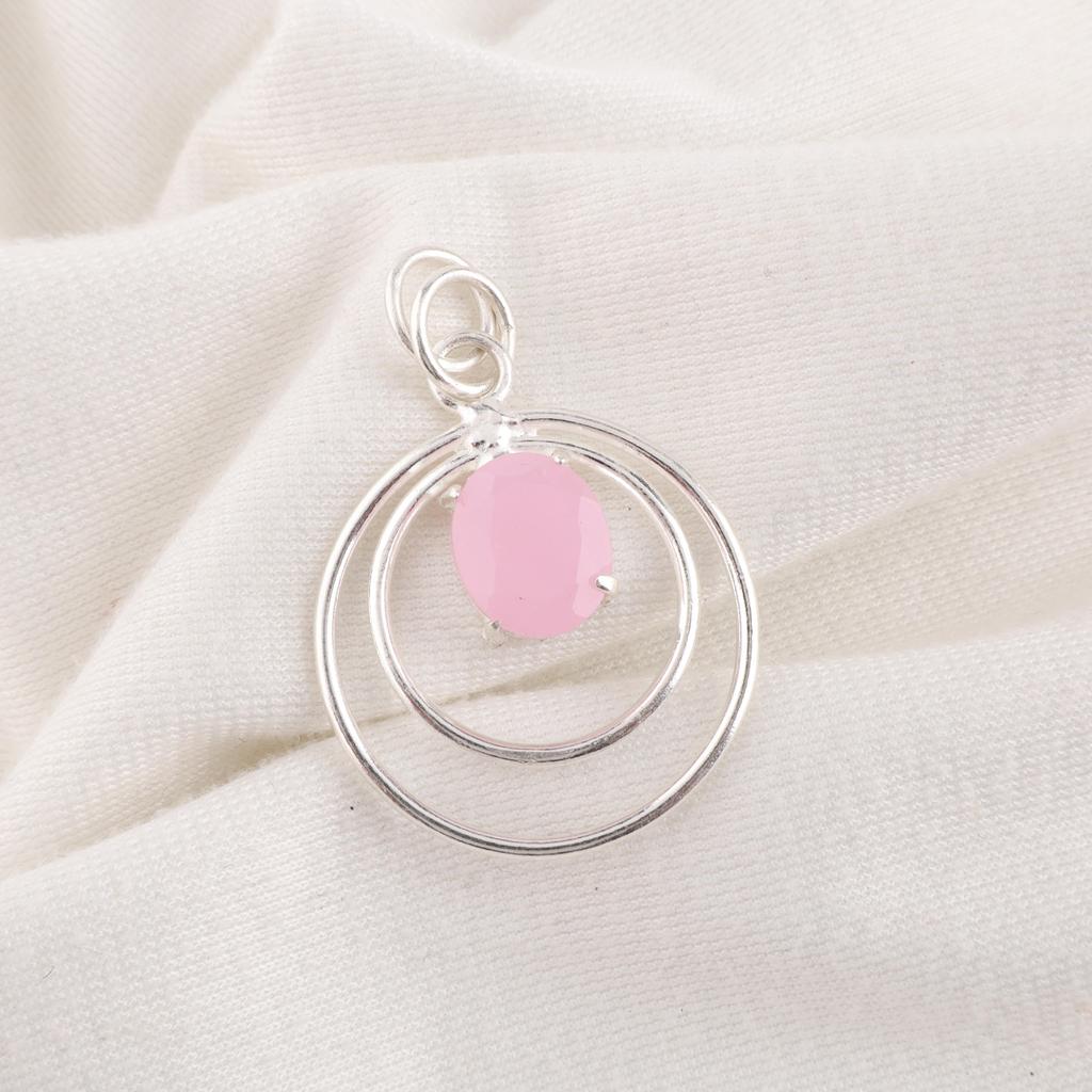 Rose Chalcedony Gemstone Jewelry, 925 Sterling Silver Pendant Jewelry, Handmade Gorgeous Pendant Gift For Women