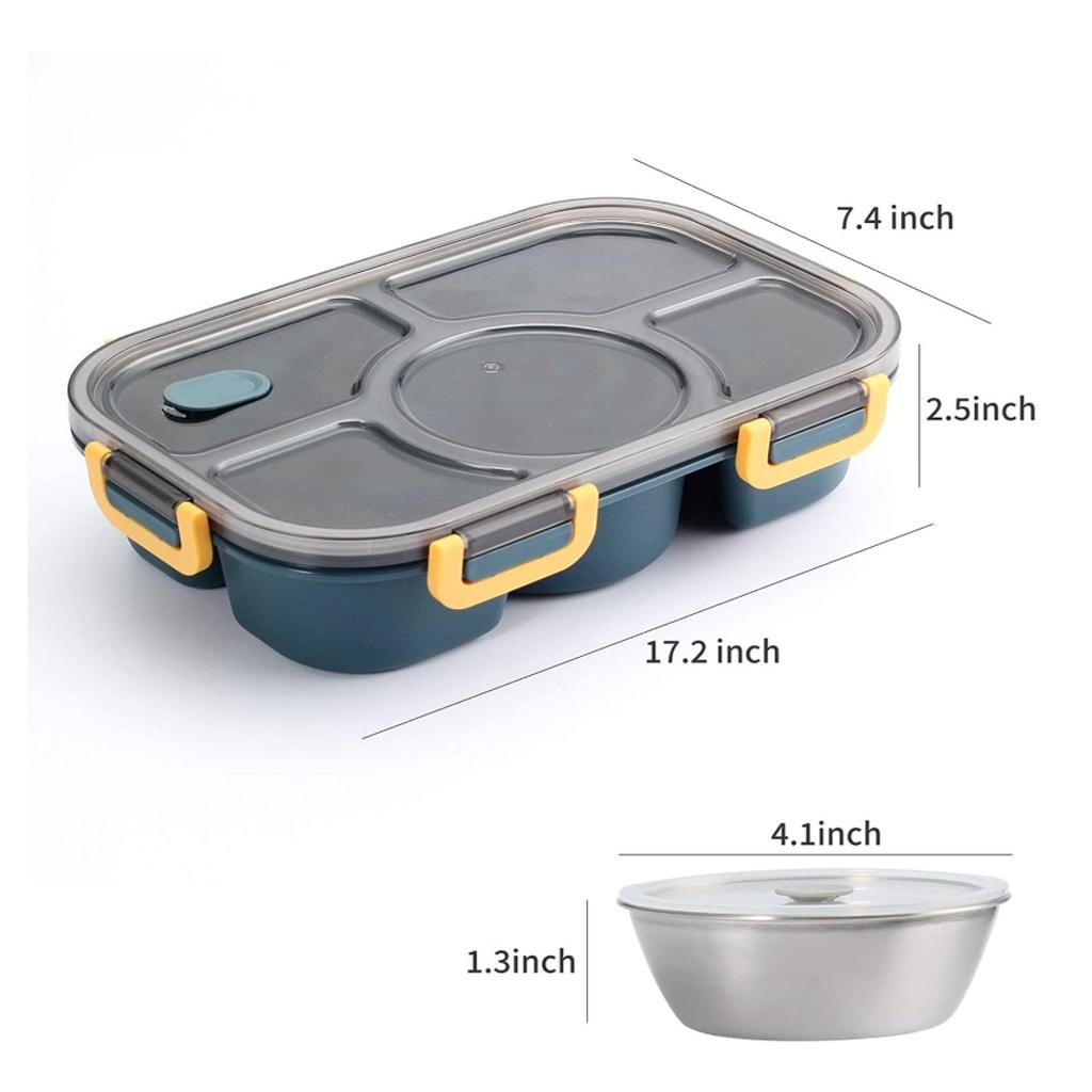 HOMLLY 5 Compartments Leakproof Salad Bento Lunch Box Container