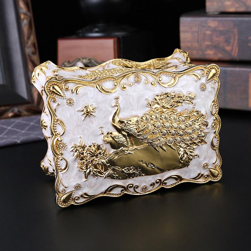 European Creative Retro Jewelry Box Double-layer Jewelry Box High-end Metal Princess Metal Jewelry Stud Earrings Storage Box