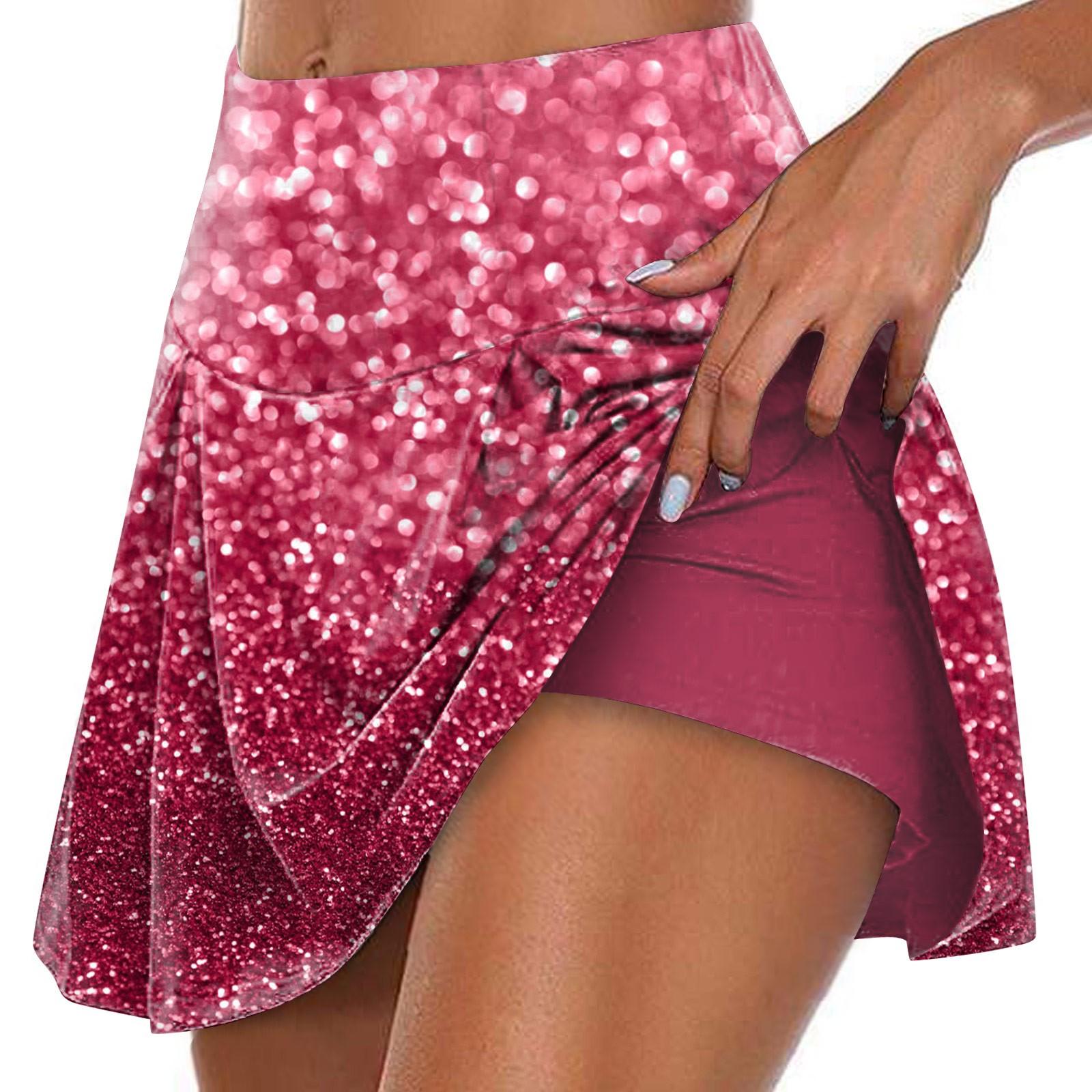 

Женская спортивная эластичная теннисная юбка с принтом и высокой талией, плиссированные двухслойные леггинсы, короткая юбка XL