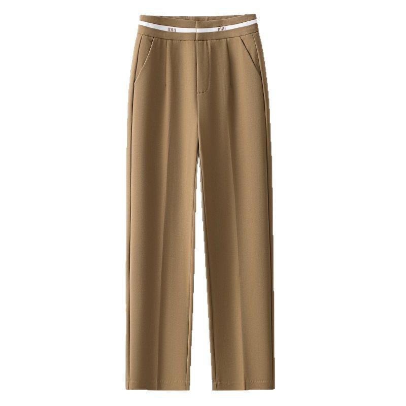Women's Khaki High-Waist Loose Straight-Leg Harem Pants - Spring/Autumn 2025 Fashion Trend