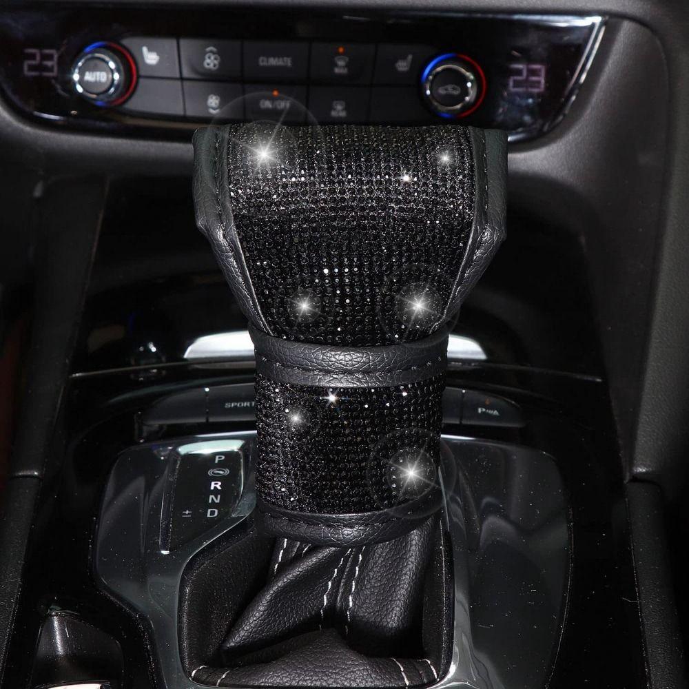 Sparkling Car Steering Protection Cover Set Rhinestone Steering Wheel Protective Case  Car Interior