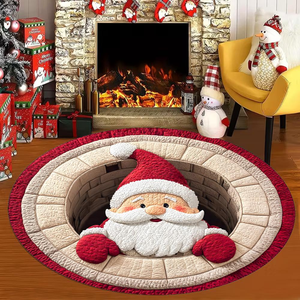 Christmas Carpet 3D Santa Claus Printed Pattern Rug Living Room Sofa Tea Table Non Slip Mat Home Decoration Christmas Decoration