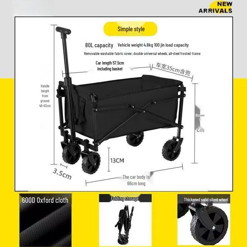 Extra Large Folding Outdoor Camping Handcart with Drawbar