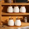 Moisture-Proof Ceramics Seasoning Jars with Spoon Condiment Jar Spice Containers Kitchen