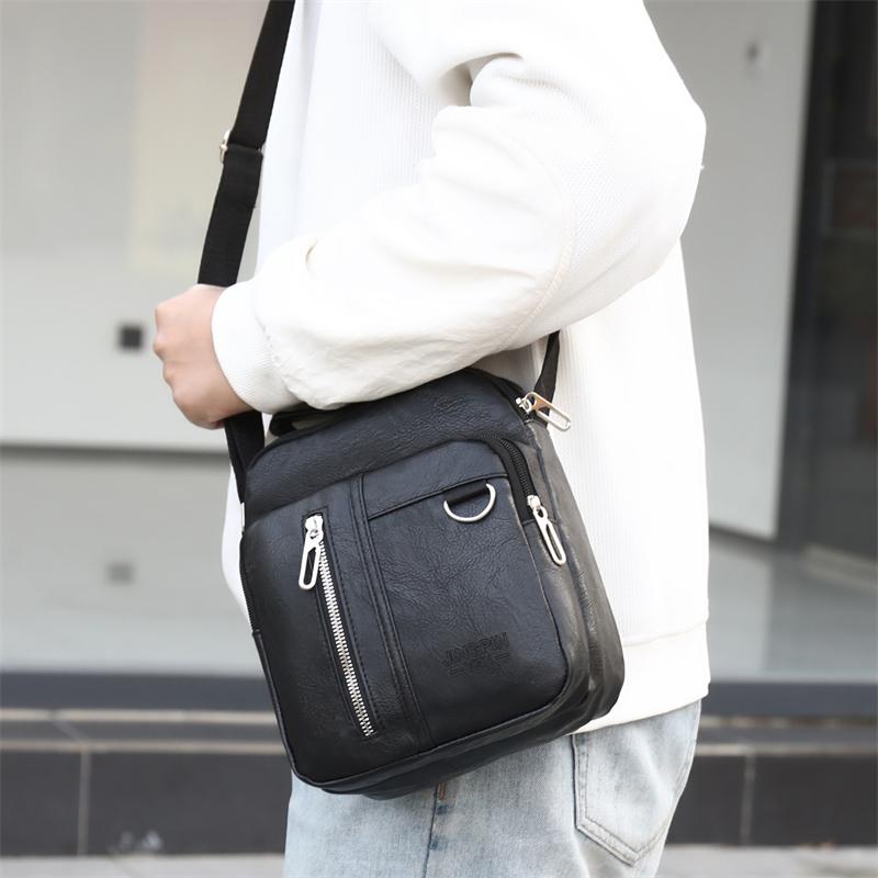 Men's PU Leather Crossbody Shoulder Bags High Quality Tote Fashion Business Man Messenger Bag Leather Bags Fanny Pack