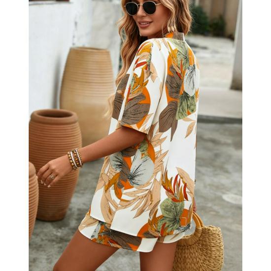 2026 Cross-border Bohemian Short-Sleeve Top & Shorts Set - Strapless Spring/Summer Style