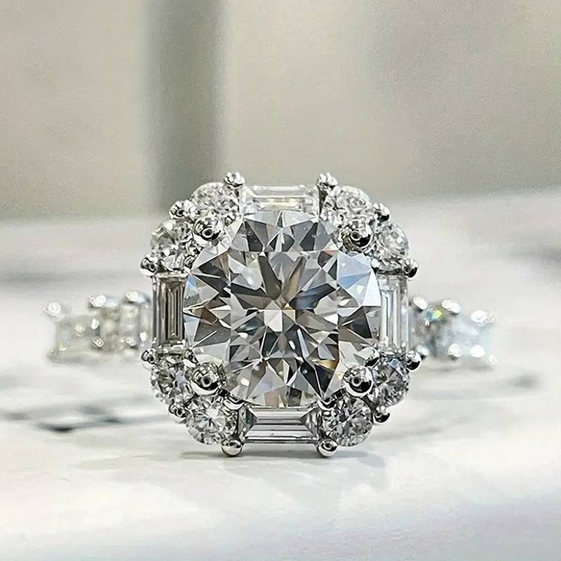 

Huitan Chic Ring for Women Wedding Party Trendy Accessories Inlaid Bright Cubic Zirconia Temperament Daily Versatile Zircon 6