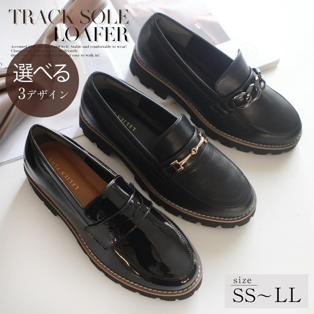 [AmiAmi] Loafers, Platform Loafers, Black, Lightweight, Black, Women's, Comfortable Loafers, Stylish, Enamel, Easy to Walk In, SY405 (L (23.5cm-24.0cm