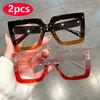 Large Square Frame Clear Lens Glasses Color Block Fashion Decorative Glasses Computer Spectacles For Women Men