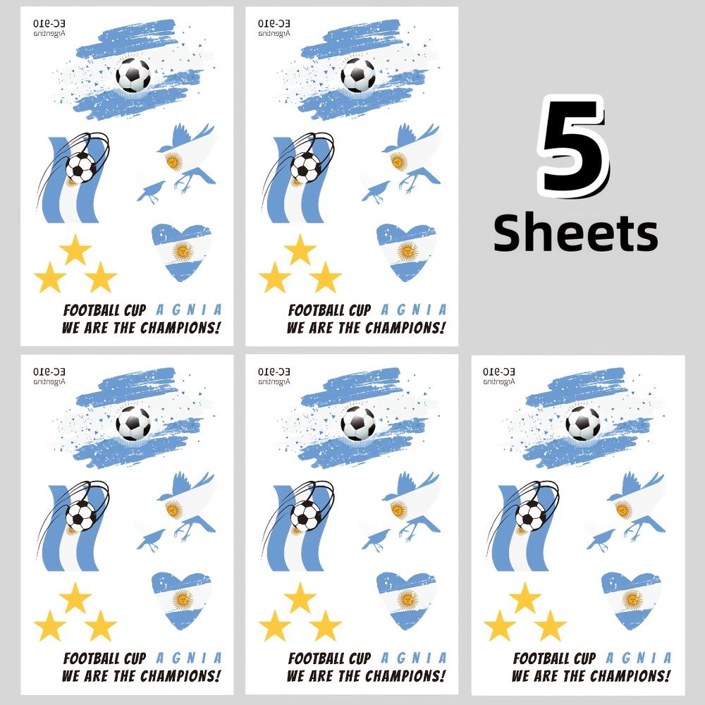 

5 Sheets Argentina Flag Temporary Tattoo Stickers for Sports Events Fan Gatherings Football Competitions Festivals Face Stickers 12x7.5cm