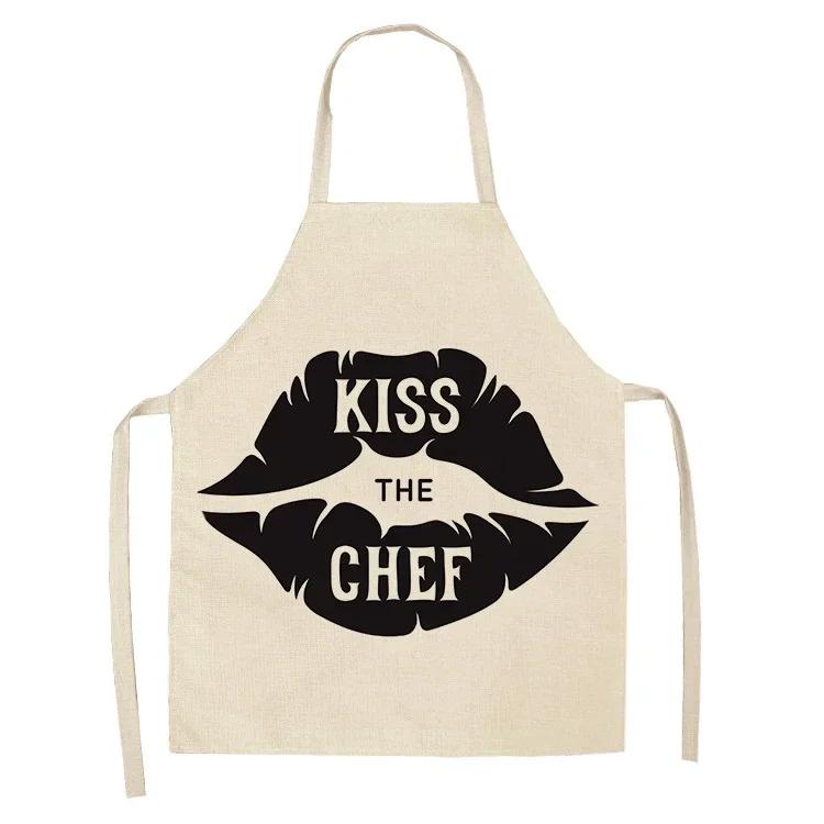 Letter Alphabet Kitchen Aprons for Women Cotton Linen Bibs Household Cleaning Pinafore Home Cooking Apron Delantal