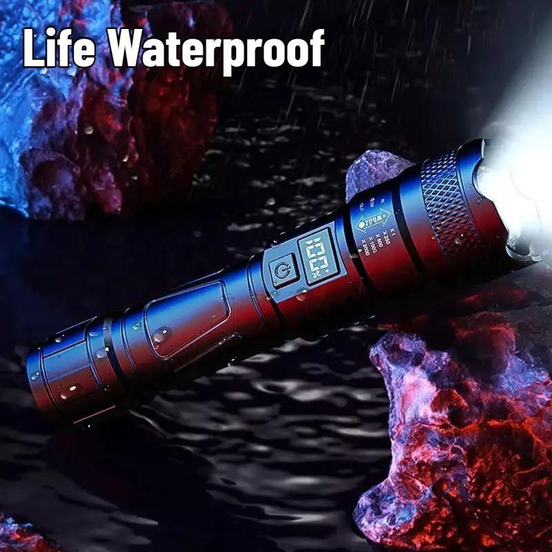 High Power Rechargeable Flashlight Telescopic Zoom Strong Handheld Torch Light Outdoor Camping Emergency Lamp
