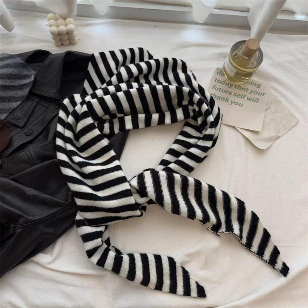 Solid Color Triangle Shawl Striped Cross Scarves Retro Large Wraps Clothing Accessories