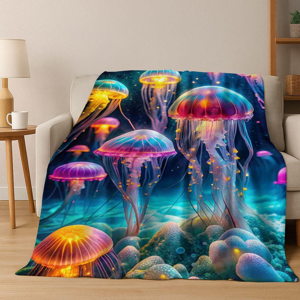 2026 New Underwater World Sea Dolphin Turtle Coral Art Flannel Blanket,Cozy Soft Throw Blanket for Home Bedroom Bed Sofa Kids