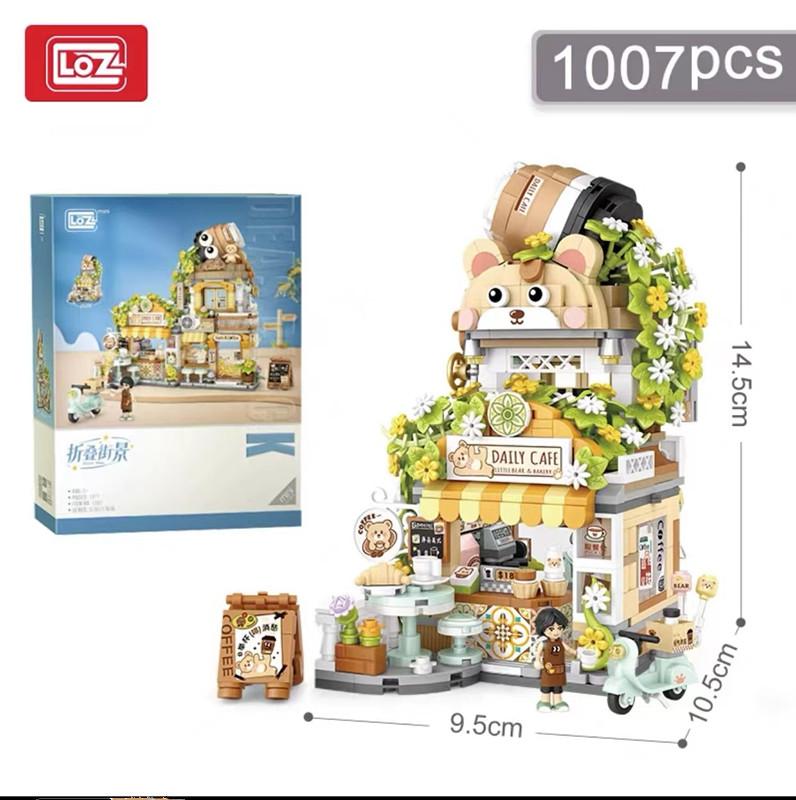 Loz Construction Blocks City View Scene Coffee Shop  Store Architectures Model Assembly Plaything Christmas Present For Kids Adult