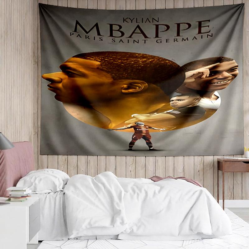 Kylian Mbappé Tapestry for Bedroom Aesthetic Classroom Tapestries Wall Hanging for Living Room Dorm Office,Ideal Creative Gift