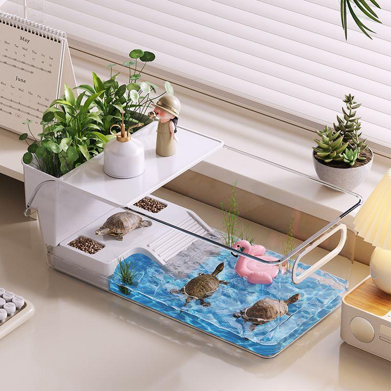 Home Ecological Turtle Tank with Sunning Platform - Suitable for Brazilian Turtles, Available In Large and Small Sizes