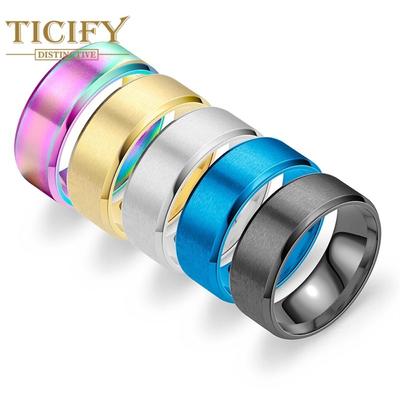 Titanium Steel Matte Ring Melanin, Stainless Steel Men's Brushed Ring Ring
