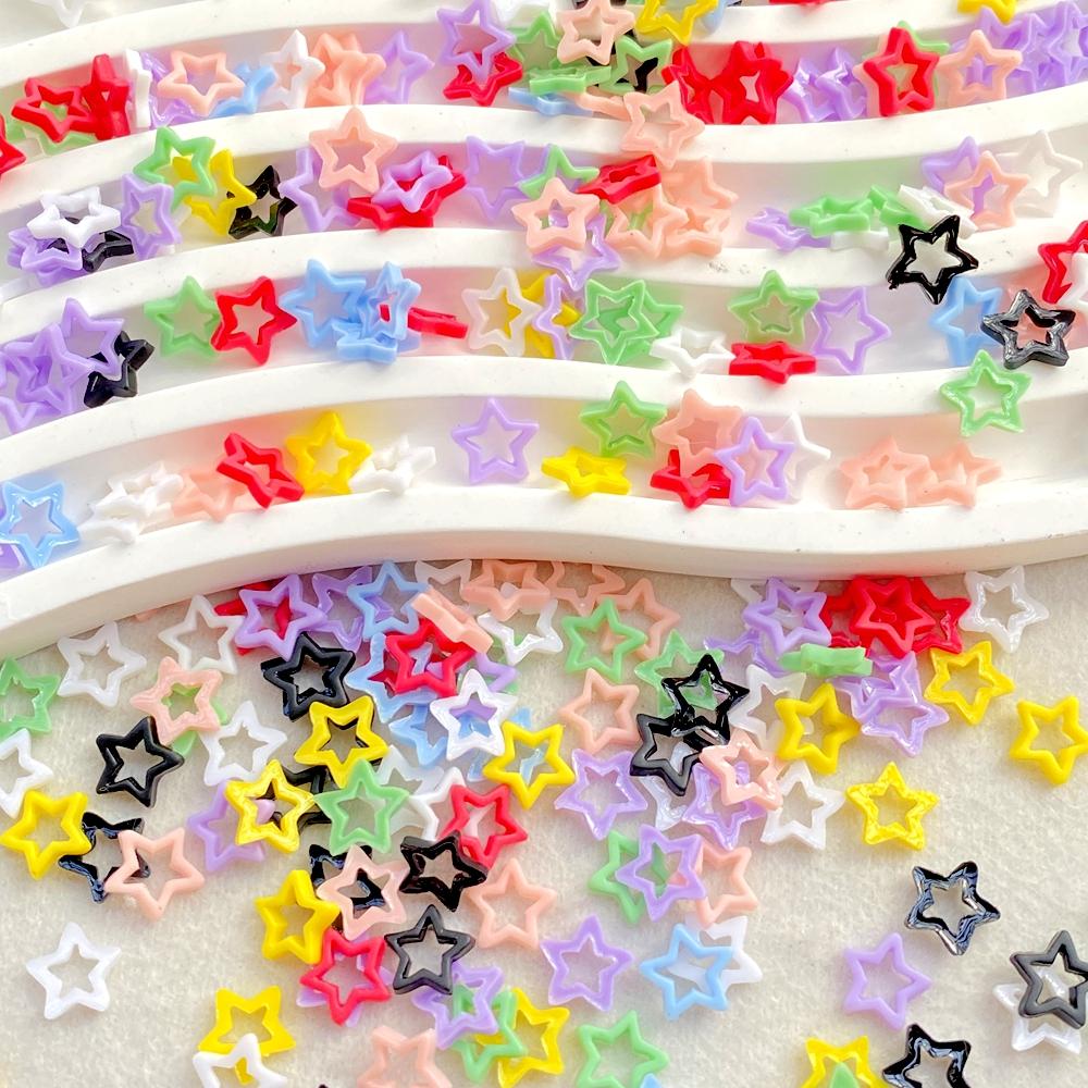 100Pcs Cute Mini Cartoon Colorful Christmas Stars Nail Art Flat Back Rhinestone DIY Manicures Appliques Accessories Crafts