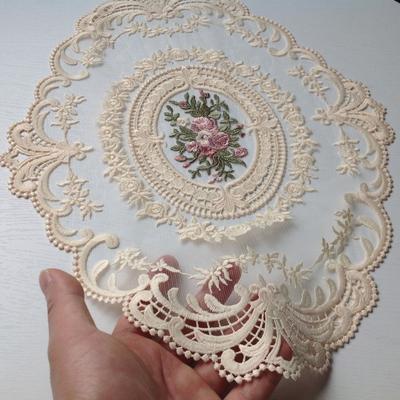 Dantela ovală europeană, coaster brodat, dormitor, studiu, cană de bucătărie, covoraș de masă, copac pentru farfurii cu fructe, pânză, decorațiuni de Crăciun