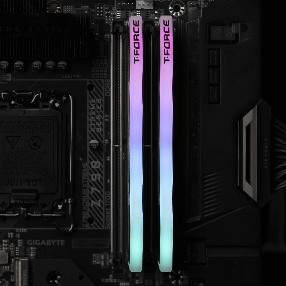 TEAMGROUP Delta Series RGB DDR5 16GBx2 6000MHz CL38 Compatible Desktop Memory White FF4D532G6000HC38JDC01 T-Force (32GB kit) PC5-48000 XMP3.0/Expo