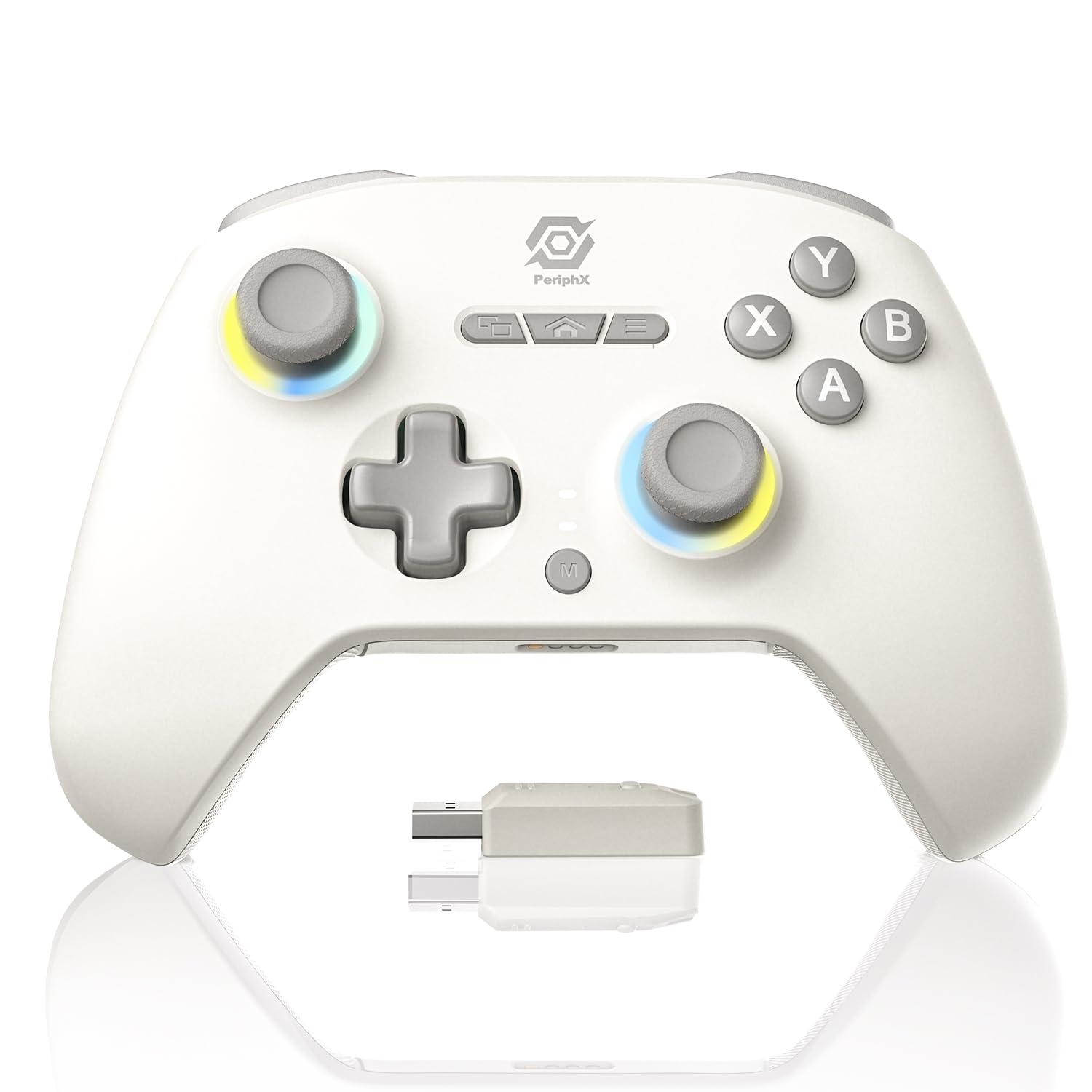 

PC Wireless Connection Includes Switchable Hall Effect Haptic 1000Hz Polling Hall 3D Dual 4 Levels of Turbo Rear Macro RGB Compatible with Windows білий