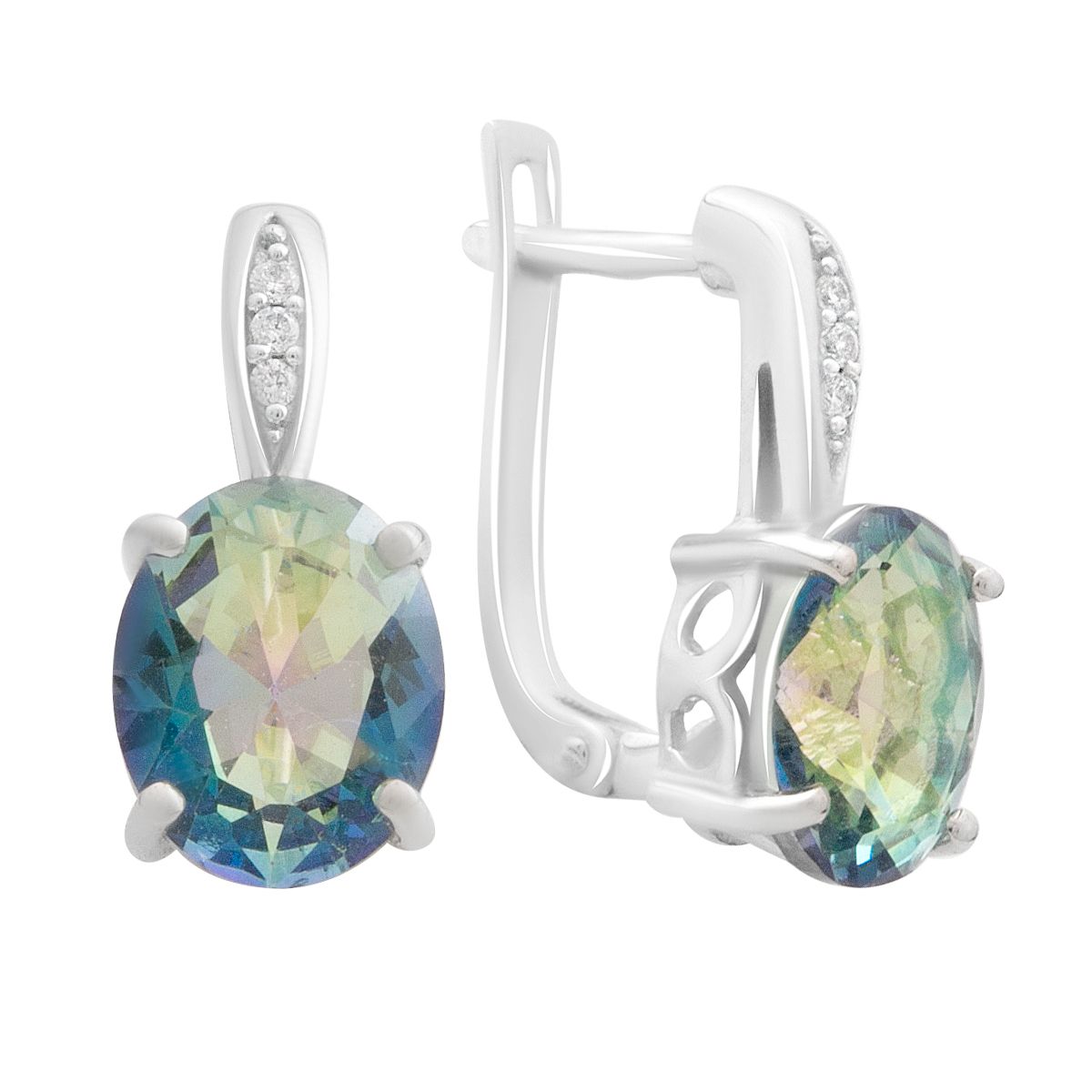 

Серебряные серьги с мистик топазом 3.682ct (2190226) різнокольорові кольору