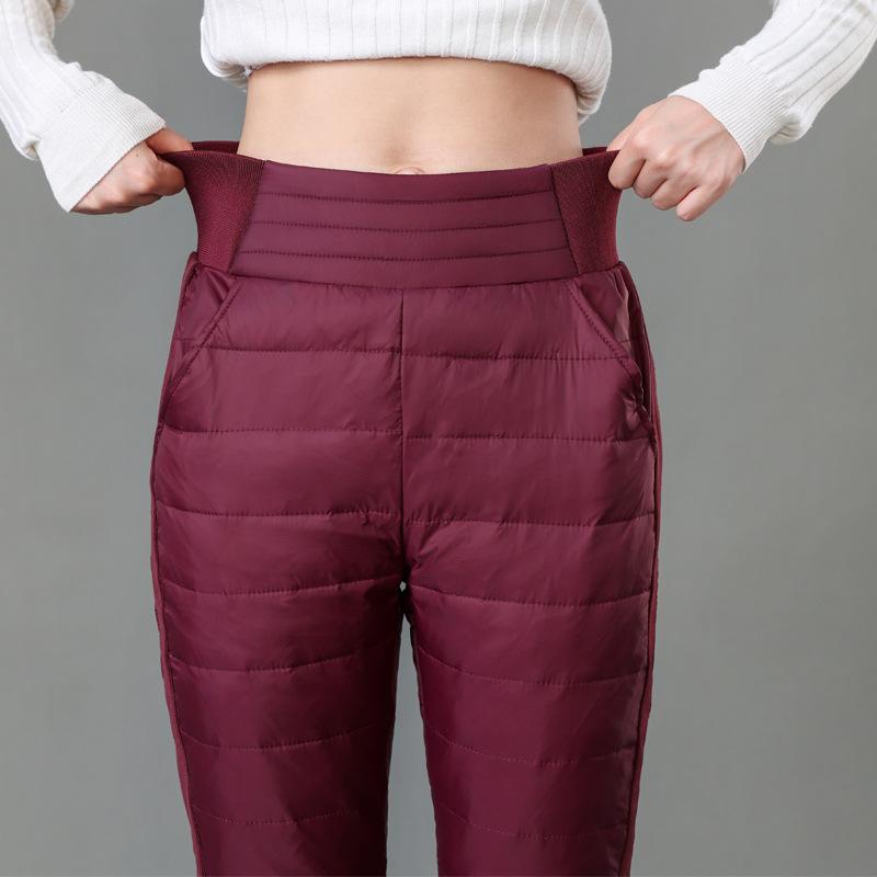 White Duck Down Pants Women Classic Warm Black Stretch Skinny Cotton Pantalon Mujer Office Windproof High Waist Thick Snow Pant